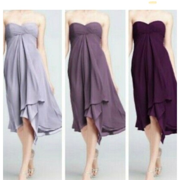 NWT BLK David’s bridal chiffon strapless dress - Picture 1 of 5